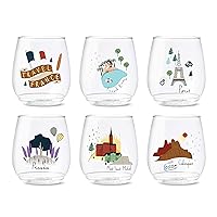TOSSWARE POP 14oz Vino French Holiday Series, SET OF 6, Premium Quality, Recyclable, Unbreakable & Crystal Clear Plastic Wine Glasses