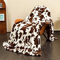 YOU SA Brown Cow Print Blanket, Soft Warm Double-Layer Sofa Blankets, Lightweight Cozy Animal Cow Throw Blanket for Couch Bed (51''x63'',Brown Cow)