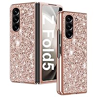 Z Fold 5 Glitter Case for Samsung Galaxy Z Fold5 5G Phone Case for Women Girls, Slim Ultra Thin Matte Back Shockproof Protective Cover for Samsung Z Fold 5 5G, 7.6