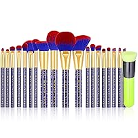 Docolor 19Pcs Bastet Cat Makeup Brush Set With Neon Green Flat Top Kabuki Foundation Brush Premium Synthetic Kabuki Foundation Brush Blending Face Powder Blush Concealers Eye Shadows Makeup Brush Set