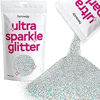 Hemway Premium Ultra Sparkle Glitter Multi Purpose Metallic Flake for Nail Art, Cosmetic Graded, Makeup, Festival, Party, Hair, Body and Eyes 100g / 3.5oz - Silver Holographic