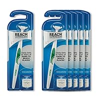 REACH® Listerine Ultraclean Access Flosser Starter Kit | Dental Flossers | Refillable Flosser | Effective Plaque Removal | 1 Handle with 8 Refill Heads | 6 Pack, Package May Vary