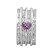 Spinner Ring !! Your Choice Meditation Band, 5 MM Heart Shape Amethyst Gemstone Fidget Ring, Band 925 Sterling Silver Band…