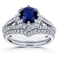 Kobelli Blue Sapphire and Diamond Star Halo Bridal Set 1 3/4 CTW In 14k White Gold