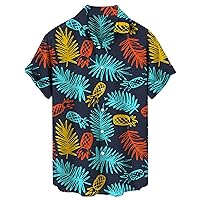 Funky Hawaiian Shirt for Men Button Down Pineapple Print Tees Short Sleeve Cotton Linen Holiday Beach Bowling Blouses