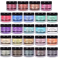 SEISSO Mica Powder 24 Colors 0.35 oz Each Pack, Premium Pigmented Powder for Epoxy Resin, Soap Making, Candle Making, Lip Gloss, Bath Bomb, Acrylic Paints, Nail Polish