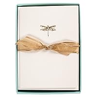 Graphique Dragonfly La Petite Presse Boxed Notecards - 10 Embossed and Embellished Gold Foil Blank Cards with Matching Envelopes, 3.25