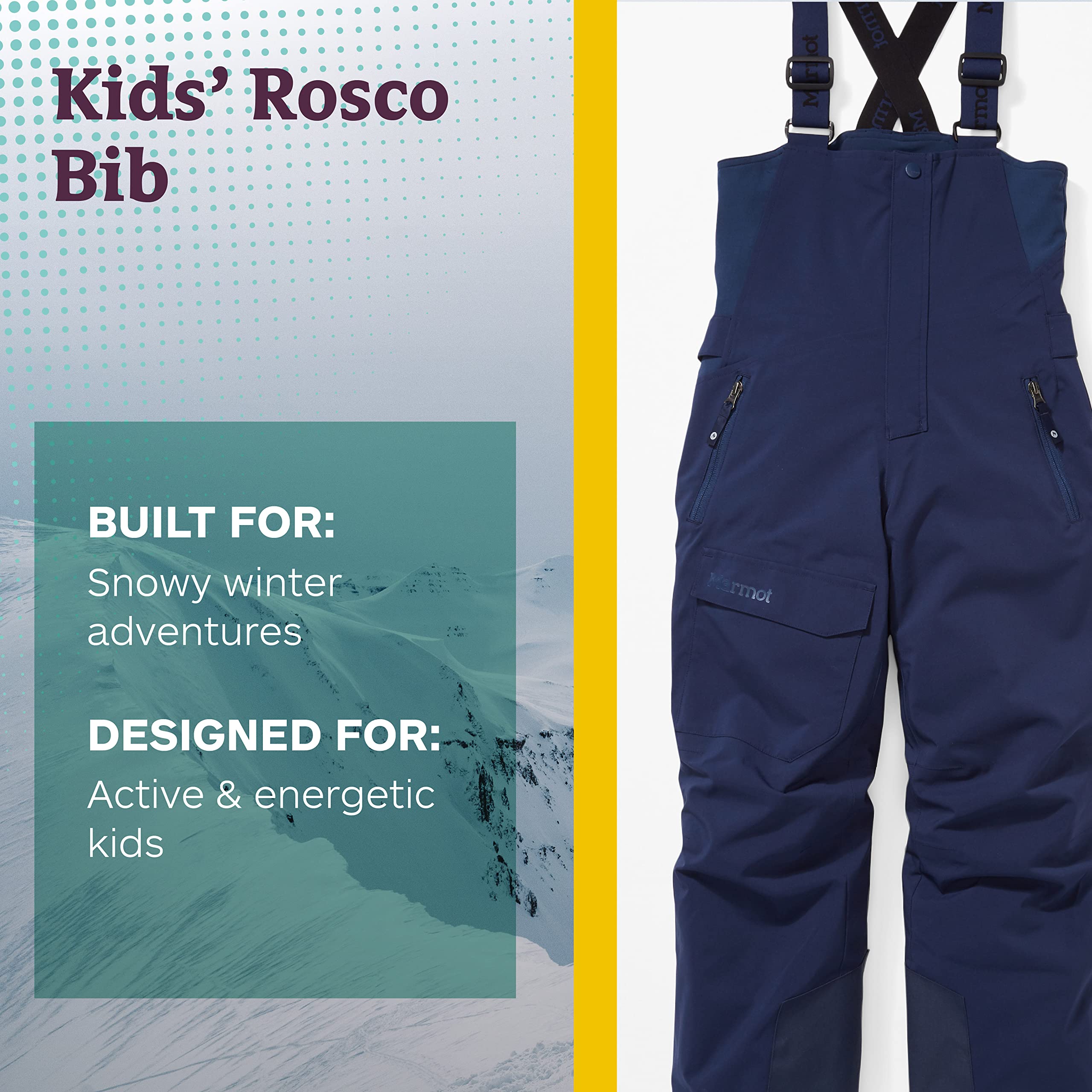 MARMOT Kid's Rosco Bib - Snow Pants for Kids, Winter Pants for Skiing, Snowboarding, School, and Winter Play
