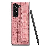 Cell Phone Flip Case Cover Stylish Case Compatible with Samsung Galaxy Fold 5 Case with with pen holder, Phone Case Premium PU Leather Flip Folio Case with Grip PU Strap for Galaxy Fold 5 ( Color : Pi