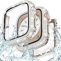 Goton 2-in-1 Waterproof Bling Case for Apple Watch 40 mm Screen Protector SE (2nd Gen) Series 6 5 4, Full Glitter Diamond Rhinestone Bumper Face Cover for iWatch Accessories Women 40 mm Starlight