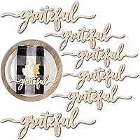 Thanksgiving Place Cards Blessed, Thankful, Grateful Wood Signs Fall Dining Table Plate Ornament Farmhouse Home Table Setting Decor 6 Pack (Grateful)