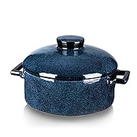 Vicrays Casserole Dish with Lid - Ceramic Lasagna Pan Deep 2 Quart Round Baking Dishes Covered Bakeware for Oven Safe Serving Dish with Handles for Party Dinner Banquet Daily Use (Blue)