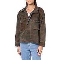 Lucky Brand Women's Patchwork Camo Cropped Jacket