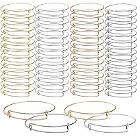 UPINS 60 Pcs Expandable Bangle Bracelets, Adjustable Stainless Steel Wire Blank Bracelets Bulk for Women DIY Jewelry Making 2.6inches