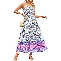 Flower Dresses for Women 2024, Womens Sleeveless Vintage Floral Bohemian Adjustable Straps with Dress, S, XXL