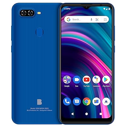 BLU G50 Mega 2022 G0670WW 32GB Dual SIM GSM Unlocked Android Smartphone (Blue)