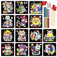 Transfer Sticker Set Shimmer and Shine Sparkle Mosaic Sticker Painting Art Sticky DIY Handmade Arts and Crafts for Kids - Kindergarten Educational Crafts Toys - Scratch Art - 15PCS Different (Fairy)