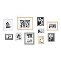 Kate and Laurel Bordeaux Gallery Wall Frame Kit, Set of 10 with Assorted Size Frames in Modern Scandanvian Finishes of Natural, White and Gray