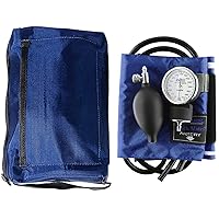 MABIS MatchMates Manual Blood Pressure Monitor Kit Aneroid Sphygmomanometer with Calibrated Nylon Cuff and Oversized Carrying Case, Adult, Royal Blue