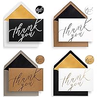 Thank You Cards with Envelopes - Luxury 120 Pack, Gold-Foil-Stamped Interiors & Matching Stickers – Over 64 Unique Combinations, Ideal for Business, Wedding, Graduation, Bridal & Baby