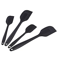 Amazon Basics Non-Stick Heat Resistant Rectangular Silicone Spatula Set, 2 Small & 2 Large Spatulas, Black, Pack of 4 (Previously AmazonCommercial brand)