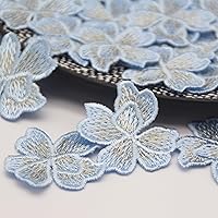 60 Pcs Magnolia Flower Sew on Patches Blue Lace Flower Embroidered Appliques for Sewing Craft Projects, Wedding Bridal Dress, Cheongsam, Jeans, Backpack, Hats, Bags (Blue)