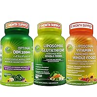 Total Immune & Hormonal Support - Liposomal Glutathione Bundle Up with Liposomal Vitamin C for Immune & Cardiovascular Support and Optimal DIM for Estrogen Hormonal Balance Support for Men & Women