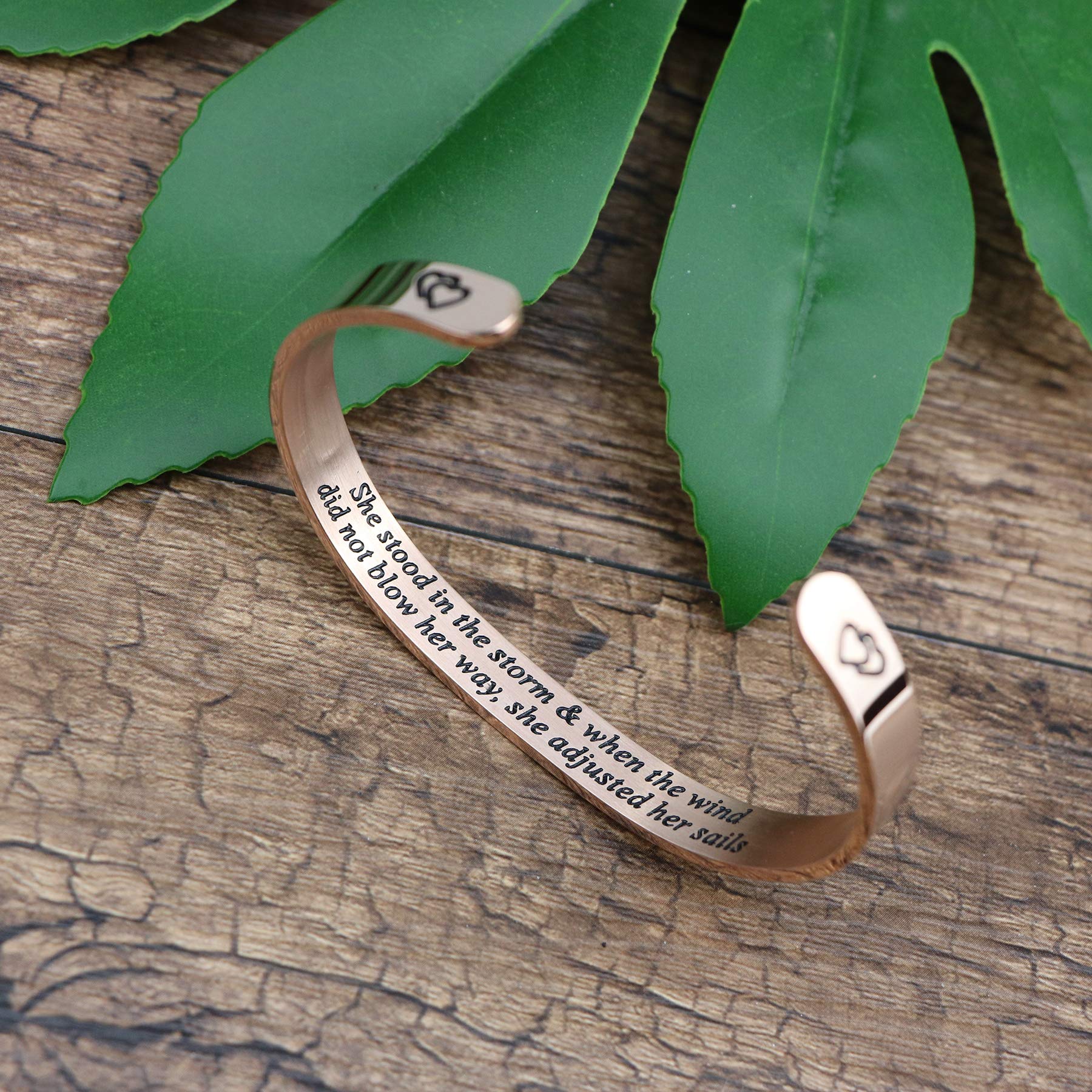 JoycuFF Motivational Bracelet for Women Cuff Bangle Stainless Steel Open Engraved Inspirational Jewelry