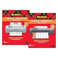 Scotch Thermal Laminating Pouches, 5 Mil Thick, 100-Pack, 8.9 x 11.4 inches, Letter Size, Clear (TP5854-100) & Thermal Laminating Pouches, 100-Pack, 8.9 x 11.4 Inches, Letter Size Sheets (TP3854-100)