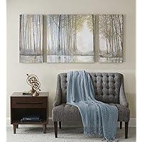 MADISON PARK Wall Art Living Room Décor - Triptych Scenery Watercolor Canvas, Home Accent Modern Dining Decoration, Ready to Hang Painting for Bedroom, Multi-Sizes, Natural Forest Reflection 3 Piece