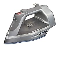 Steam Iron & Vertical Steamer for Clothes with Scratch-Resistant Durathon Soleplate, 3-Way Auto Shutoff, Anti-Drip, Digital Temp. Control, 8’ Retractable Cord, 1700W, Silver