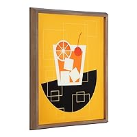 Kate and Laurel Blake Old Fashioned Cocktail Framed Printed Glass Wall Art By Amber Leaders Designs, 16x20 Dark Gold, Chic Mid-Century Wall Decor