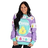 Peeps Ugly Easter Sweater for Adults, Women's Pastel Holiday Sweaters, Cute Easter Sunday Outfit for Parties