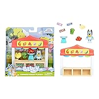 BLUEY Mini Playsets Farmers Market Playset | Includes Articulated Figure with Shopping Bag and Accessories | with Dollarbucks