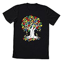 Tree of Life Autism Awareness Month Funny ASD Supporter Gift T-Shirt, Autism Kids Shirt, Rainbow Heart Puzzle, Autism Mom Life Gift Shirt