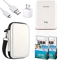 Canboc Hard Case for Canon Ivy Mini/Canon Ivy 2 Mini/Canon Ivy CLIQ+2 CLIQ  2 CLIQ+ Photo Printer Mobile Wireless Bluetooth Instant Camera Printer,  Mesh Bag fit Photo Paper and Cable, Rose Gold