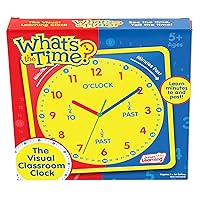 Junior Learning: What's The Time Classroom Clock - Visual Learning Tool, Learn Minutes to & Past, Battery Powered, Educational Toy, Kids Ages 5+