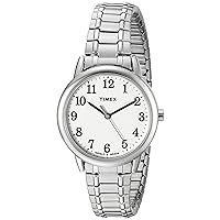 Timex Women's Easy Reader 30mm Watch – Silver-Tone Case White Dial with Silver-Tone Stainless Steel Expansion Band