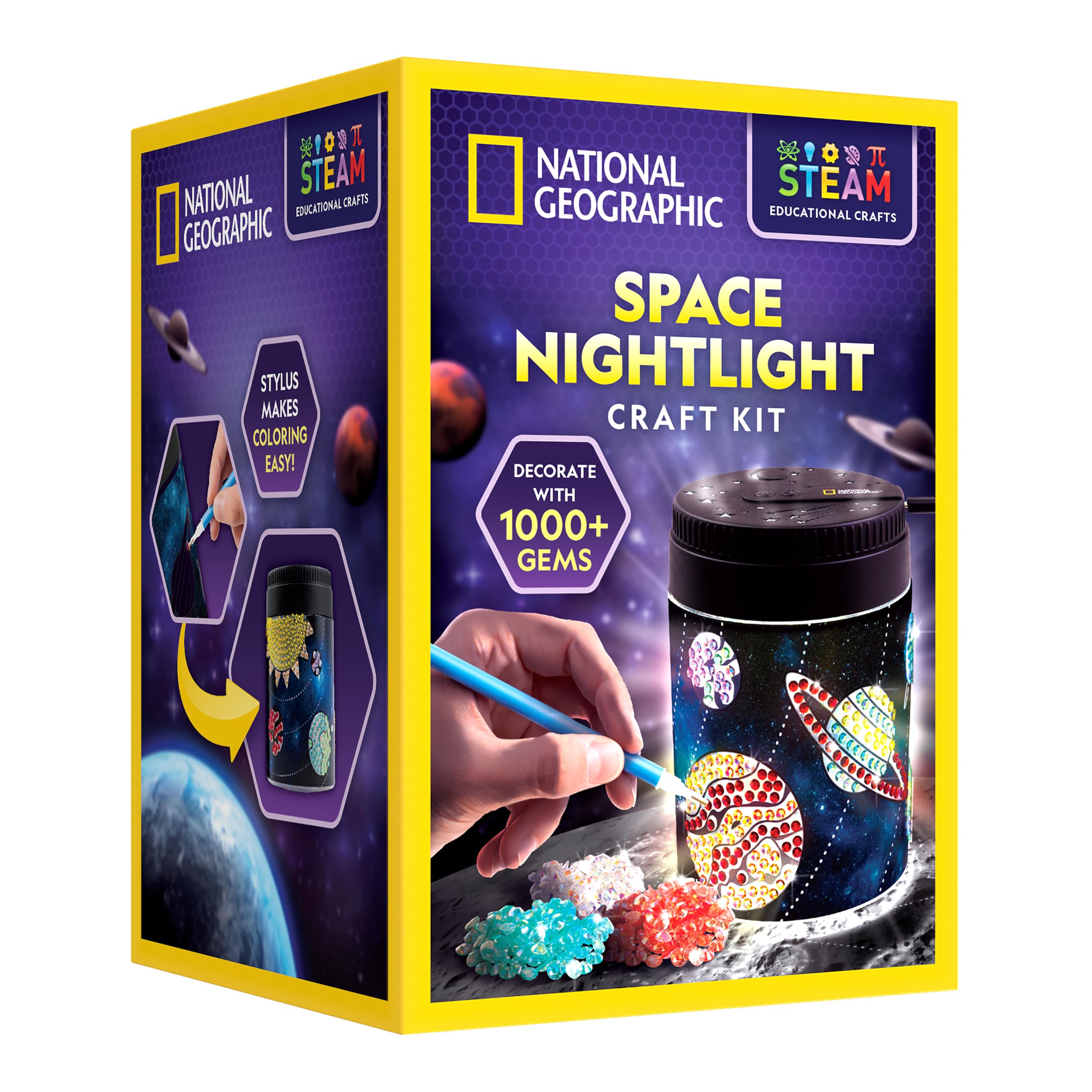 NATIONAL GEOGRAPHIC Diamond Painting Solar System Night Light - Make Your Own Night Light with 1000+ Gems to Decorate, Arts and Crafts Kits for Kids ages 8 9 10 11 12, DIY Space Gift, Planets for Kids