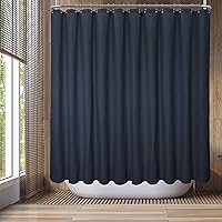 Barossa Design Waffle Weave Clawfoot Tub Shower Curtain 180 x 70 Inch Wrap Around - Heavyweight Fabric to Stop Blowing, Washable, Water Repellent, with 36 Rust-Free Hooks Set, Navy Blue, 180x70