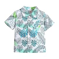 Kids Large T Shirt Toddler Boys Short Sleeve Leaf Prints Beach Style Gentleman T Shirt Tops Boys Youth Athletic Clothes