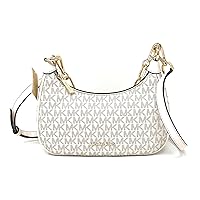 Michael Kors Cora Medium Signature PVC Zip Pouchette Crossbody Bag Light Cream, Lt Cream Multi, Medium