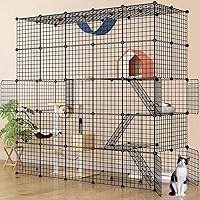 DIY Cat Cage, Detachable Metal Wire Large Kitten Enclosure with 2 Ladders, Indoor Outdoor Kennels Playpen, Crate Large Exercise Place for 1-4 Cat (69L x 28W x 69H)