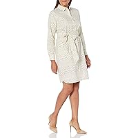 Foxcroft Women's Rocca Long Sleeve Soft Chevron Dress, Ivory Multi, 16