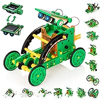 Solar Robot Kit for Kids, 14-in-1 Educational STEM Science Toy, Solar Power Building Kit DIY Assembly Battery Operated Robotic Set for Kids, Teens and Science Lovers(Battery Include) - Green