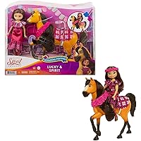 Mattel Spirit Untamed Miradero Festival Lucky Doll (7-in) with Dress, Floral Crown, Brush & Spirit Horse (8-in) with Long Mane, Floral Garland, Horse Blanket, Great Gift for Ages 3 Years Old & Up