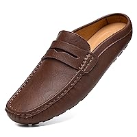 Mens Handmade Leather Mules Clog Slippers Breathable Leather Slip on Shoes Casual Loafers