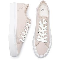 HYPOCRUTE Women’s White Platform Sneakers Canvas Slip On Shoes Low Top Casual Sneakers Elastic Fashion Sneakers