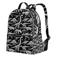 WIHVE Black And White Dinosaur Skeleton Backpack