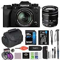 FUJIFILM X-T5 Mirrorless Camera with 18-55mm Lens (Black) Bundle with Extra Battery, Monopod, 58MM 3PC Filter Kit & More (11 Items) | USA Authorised with Fujifilm Warranty | Fuji x-t5